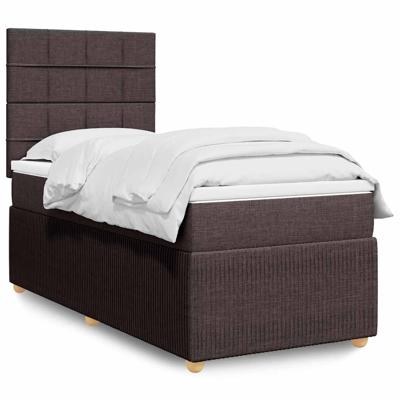 Boxspring met matras stof donkerbruin 80x200 cm