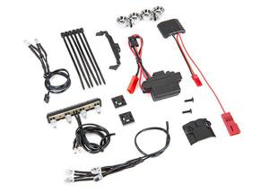 Traxxas - LED light kit, 1/16th Summit (power supply, chrome lightbar, roof light harness (4 clear, 2 red), chassis harness (4 clear, 2 red), wire ...