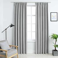 VidaXL Gordijnen verduisterend met haken 2 st 140x245 cm grijs