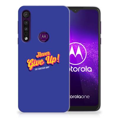 Motorola One Macro | Siliconen hoesje | met naam Never Give Up