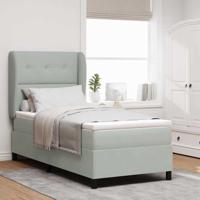 Boxspring bed met matras Lichtgrijs 100 x 200 cm Fluweel