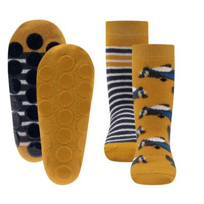 Ewers antislip sokken 2-pack Vliegtuigen curry-31-34
