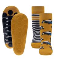 Ewers antislip sokken 2-pack Vliegtuigen curry-31-34