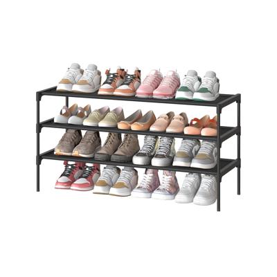 Schoenenrek met metalen frame, Inktzwart / 3 niveaus (91,8B cm)