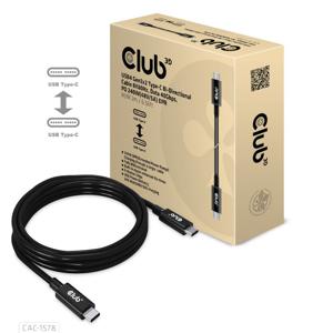 Club 3D USB4 Gen3x2 Type-C Bi-Directional kabel, 2 meter kabel 8K60Hz, Data 40Gbps, PD 240W(48V/5A) EPR