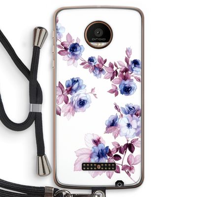 Waterverf bloemen: Motorola Moto Z Force Transparant Hoesje met koord