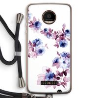 Waterverf bloemen: Motorola Moto Z Force Transparant Hoesje met koord
