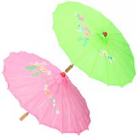 Set van 2x stuks Aziatische/Chinese decoratie paraplus roze en groen dia 80 cm - thumbnail