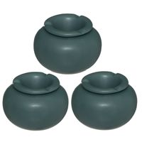 Set van 3x stuks terras asbakken/stormasbakken rond keramiek 13 x 9 cm groen
