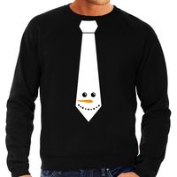 Stropdas Kersttrui/Kerst sweater sneeuwpop zwart voor heren