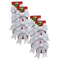 Kerst ornamenten strikken - 12x st - wit - 15 x 24 cm - kerstboomstrikjes