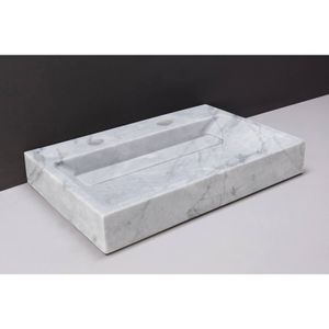 Wastafel Forzalaqua Bellezza Carrara Gepolijst 80,5x51,5x9 cm 2 Kraangaten