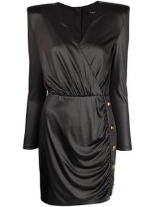 Balmain robe drapée à épaulettes - Noir