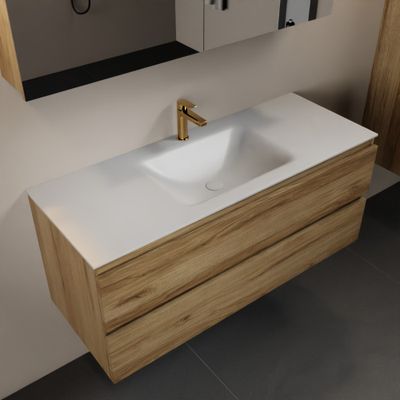 MONDIAZ AIVY 120cm badmeubel Chai, wastafel Talc solid surface midden 1 kraangat met spiegelkast (AI-351621TALC-SI - AI-M120CHMI - AI-C120CHMI)