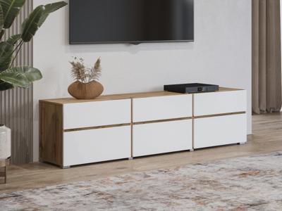 Tv-meubel CROSSAIR 3 klapdeuren 3 lades wit/wotan eik