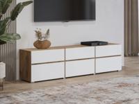 Tv-meubel CROSSAIR 3 klapdeuren 3 lades wit/wotan eik