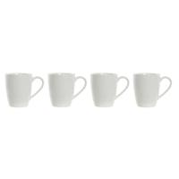 Set van 4 mokken DKD Home Decor Wit Natuurlijk Rubberwood Keramiek 300 ml 19 x 13 x 31 cm