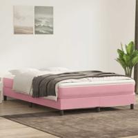 Boxspring met matras fluweel roze 140x210 cm
