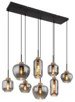 Globo 8-lichts hanglampMatt zwart met hout - 15549-8H