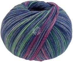 Lana Grossa Meilenweit 100 Merino Extrafine Luna 4120 Petrolblauw/zeegroen/fuchsia/blauwgrijs