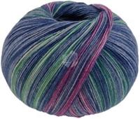 Lana Grossa Meilenweit 100 Merino Extrafine Luna 4120 Petrolblauw/zeegroen/fuchsia/blauwgrijs