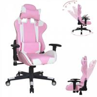 Bureaustoel gamestoel Thomas - racing gaming stijl stoel - ergonomisch - roze wit