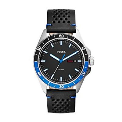 Horlogeband Fossil FS5321 Leder Zwart 22mm