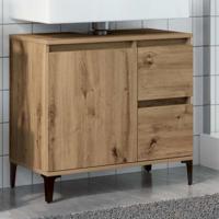 Wastafelkast 65x33x60 cm bewerkt hout artisanaal eikenkleurig