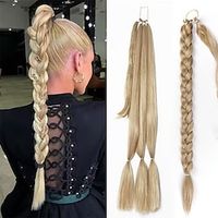 lang gevlochten paardenstaartverlenging met steil haar wikkel rond paardenstaart hair extensions met haarband zacht gezond synthetisch haar stuk voor vrouwen meisjes dagelijks Lightinthebox