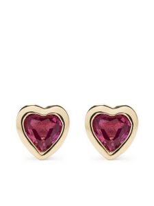 Ef Collection puces d'oreilles Cœur en or 14ct serties de rubis