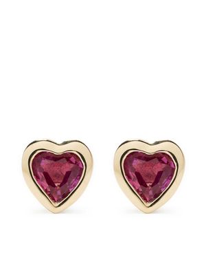 Ef Collection puces d'oreilles Cœur en or 14ct serties de rubis