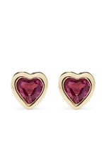 Ef Collection puces d'oreilles Cœur en or 14ct serties de rubis