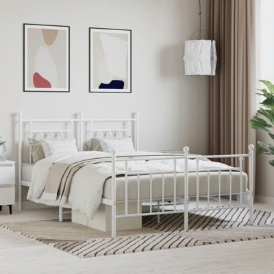 Bedframe met hoofd- en voeteneinde metaal wit 140x190 cm