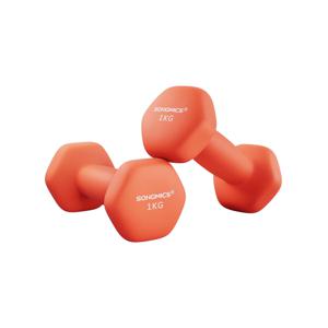 Hexagon dumbbells voor thuis met neopreen coating, Oranje / 2 x 1 kg