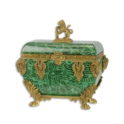 A BRONZE MOUNTED GREEN GROUND TEA CADDY