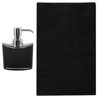 MSV badkamer droogloop mat/tapijt - Sienna - 40 x 60 cm - bijpassende kleur zeeppompje - zwart - Badmatjes - thumbnail