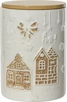 Decoris voorraadpot dolomiet peperkoek 11.5x16cm wit, bruin