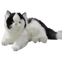 Knuffeldier Perzische kat/poes - zachte pluche stof - premium kwaliteit knuffels - wit/zwart - 30 cm   - - thumbnail
