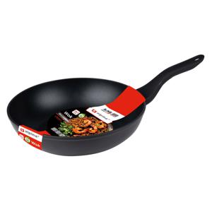 Alpina Wok/hapjes/bak pan - Professional - met anti aanbak laag - metaal - zwart - Dia 28 x H7 cm