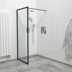 Saniclass Bellini Inloopdouche - 80x200cm - veiligheidsglas - mat zwarte lijst rondom - anti kalk Mirrors-80