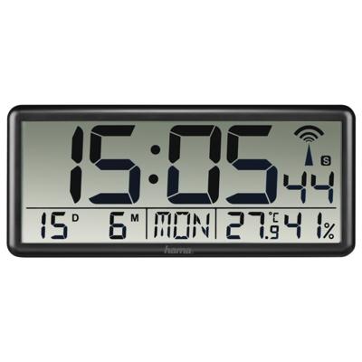 Hama digitale radiogestuurde wandklok jumbo zwart