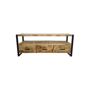 HSM Collection-Tv Meubel Havana 3 La-150x45x60-Naturel/Zwart-Mango/Metaal