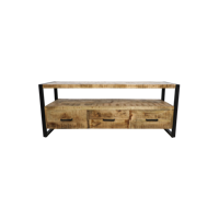 HSM Collection-Tv Meubel Havana 3 La-150x45x60-Naturel/Zwart-Mango/Metaal HSM Collection-Tv Meubel Havana 3 La-150x45x60-Naturel/Zwart-Mango/Metaal