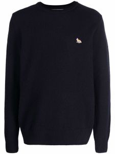 Maison Kitsuné pull en laine à patch logo - Bleu