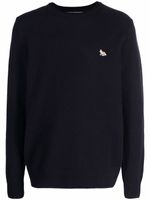 Maison Kitsuné pull en laine à patch logo - Bleu