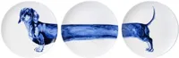 Heinen Delfts Blauw wandbord set keramiek teckel 26.5cm delfts blauw 3 stuks