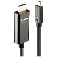 LINDY 43315 USB-C-displaykabel Aansluitkabel USB-C stekker, HDMI-A-stekker 5.00 m Zwart 4K UHD