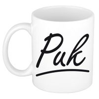 Naam cadeau mok / beker Puk met sierlijke letters 300 ml