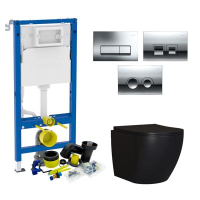 Geberit UP100 Mat Zwarte Toiletset set65 Mudo Randloos