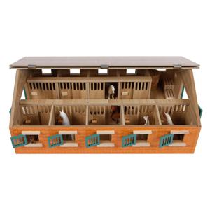 Kids Globe globe paardenstal hout met 9 paardenboxen 1:32